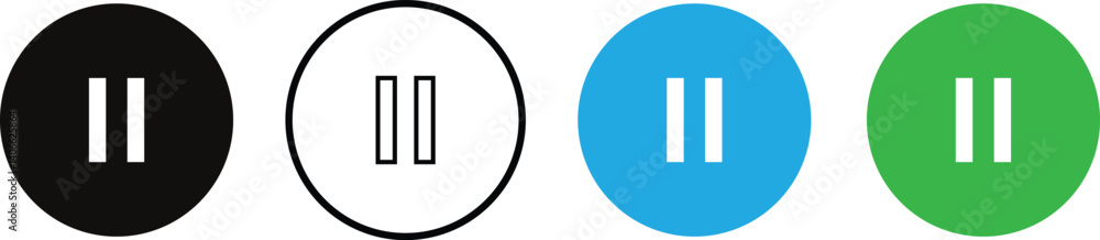 Aufkleber set of pause button and outline pause button symbol vector illustration.
