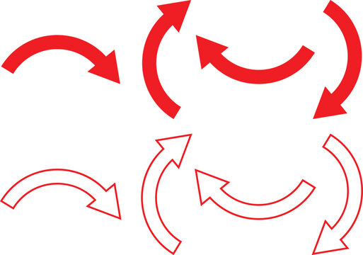 set of red hand drawn red curve arrow symbol. simple curve red arrow icon vector illustration.