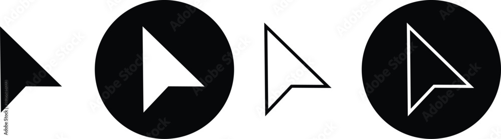Poster arrows cursors symbol. fill and outline arrow cursor art. website arrows cursors symbol vector illustration.