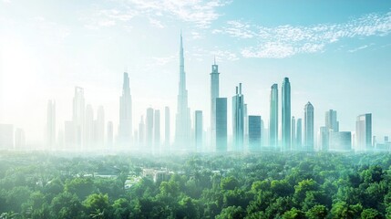 Modern Urban Environment in Middle East with Lush Green Landscape