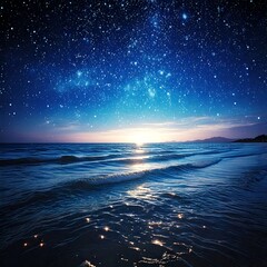 静寂でロマンチックな夜の海の風景