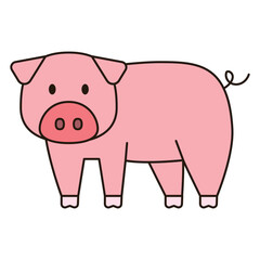 PIG cute animal illustration farm domesticated pet doodle kawaii drawing Japanese style kiddy smile happy playful decorative element object isolated