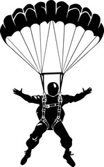 Skydiver vector illustration black and white silhouette