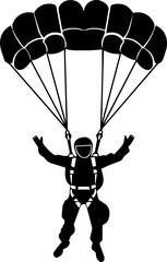 Skydiver vector illustration black and white silhouette