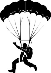 Skydiver vector illustration black and white silhouette
