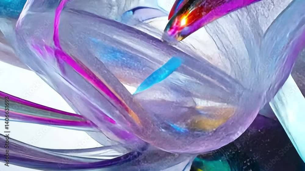 Poster abstract flow of colors and shapes: a mesmerizing dance of fluid, translucent forms and a captivatin