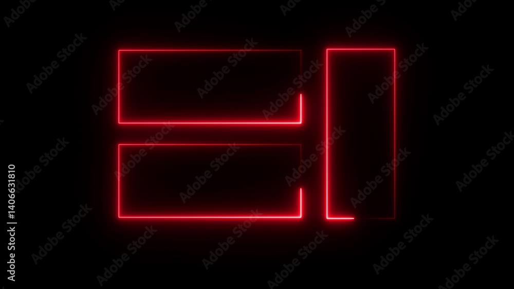 Poster glowing neon rectangle icon frame in the futuristic energy line animation on background. cyan color 
