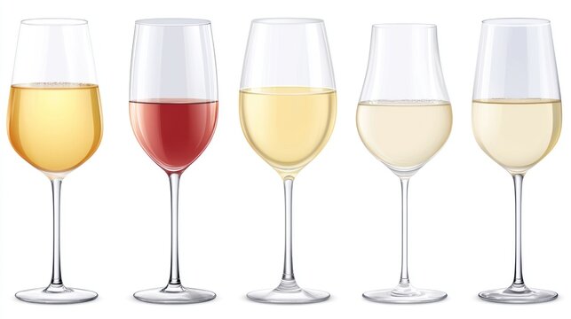 Wine glasses in various colors