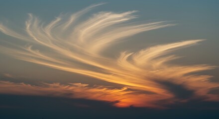 Obraz premium Sunset's Serene Dance: Whimsical Clouds in Warm Hues