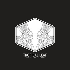 Tropical leave abstrack frame nature vector image.shape and logo vector,Green tropical leaves frame copy space vector image