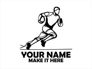 Energetic single continuous line drawing of a rugby player running with the ball in hand during a match. Rugby sport illustration concept, rugby design vector logo art