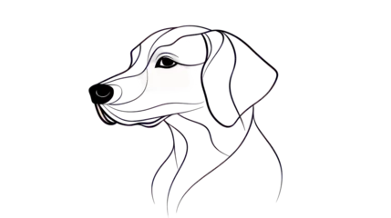 Ingelijste posters Een lijn Minimalist line art illustration of dog's face drawing on transparent background  © edojob