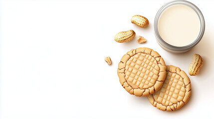 National Peanut Butter Cookie Day themed illustration banner, featuring freshly baked peanut butter cookies with a crunchy texture and distinctive streaks on the surface