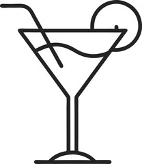 Citrus Martini glass icons in flat and linear vector illustration on transparent background.