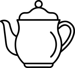 Minimalist vector icon of a tea cup with a tea bag, representing relaxation, hot drinks, and tea time. Editable stroke.