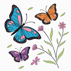 monarch butterflies set vector