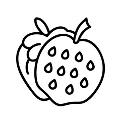 cherimoya fruit line drawn vector art - illustration cherimoya fruit isolated transparent background