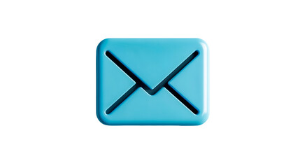 Light blue pastel minimalist closed email envelope icon on transparent background