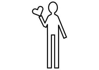ハートを持つシンプルな人物アイコン