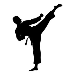 High kick karate vector silhouette