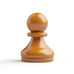 A Single Golden Chess Pawn Piece Isolated on White Background: Strategy Game Piece