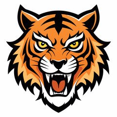 Fototapeta premium Angry tiger face vector art illustration on white background.