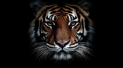 Fototapeta premium Majestic tiger portrait wild habitat animal photography night environment close-up view wildlife conservation concept