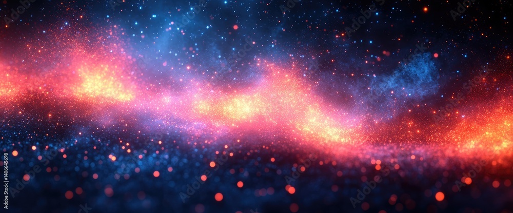 Wall mural cosmic clouds swirl with hues of red and blue, a celestial dance in the dark void of space
