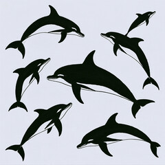 Obraz premium vector illustration of a dolphins