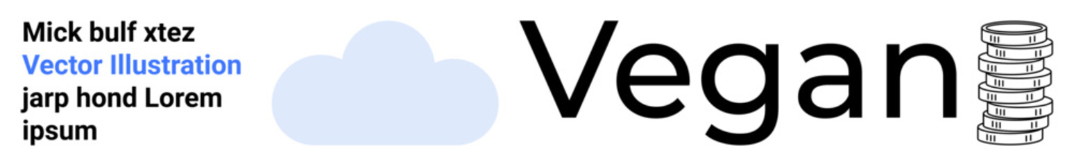 Cloud element next to bold vegan text and plate stack icon. Ideal for sustainability, plant-based lifestyle, eco-conscious branding, minimalism, clean UI design, modern visual themes, simple landing