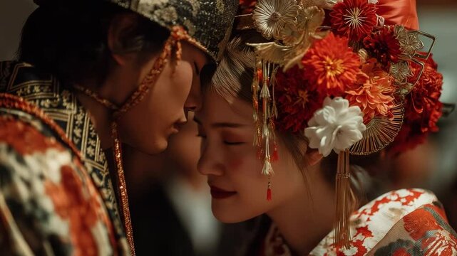 A Japanese couple is getting married.