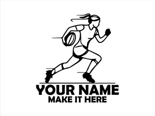 Energetic single continuous line drawing of a rugby player running with the ball in hand during a match. Rugby sport illustration concept, rugby design vector logo art