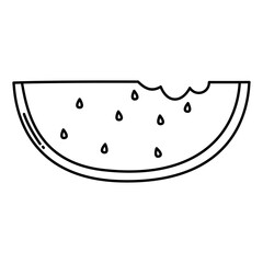 Slice of Watermelon Fruit Coloring Page Outline