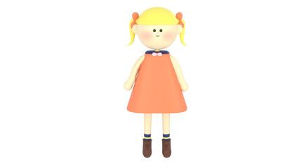 女の子　金髪　イラスト　3D