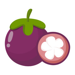 Fresh Mangosteen Fruit Illustration