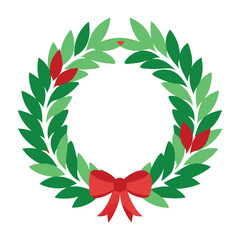 Naklejka premium Evergreen- wreath vector icon on white background. 
