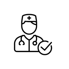 Doctor with Stethoscope and Checkmark Icon  