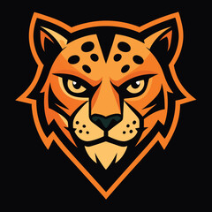 Fototapeta premium Leopard head logo stylized sharp lines bold color. 