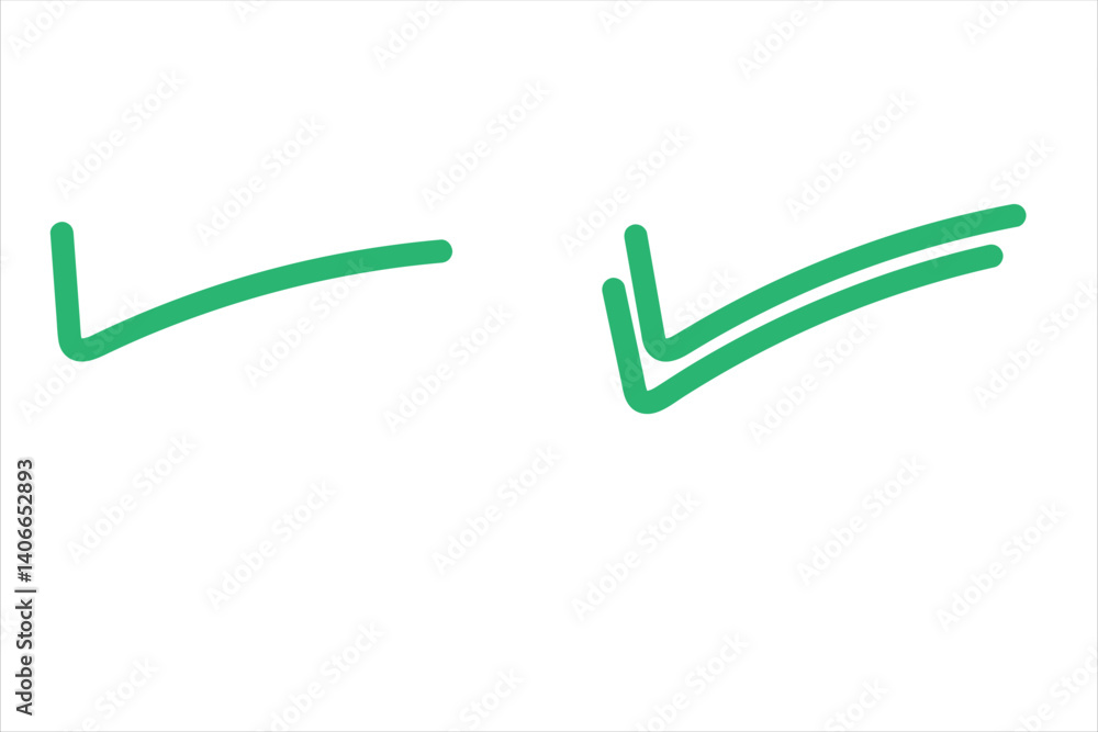 Poster set of different green checkmark icons on isolated background. tick collection.