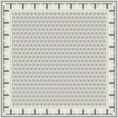 Obraz premium Hijab scarf flower abstract pattern.Ethnic geometric ornament with frame motif border hijab pattern.Design for fabric,print,scarves,shawl,kerchief,bandana,clothing,pareo,pillows,tablecloth,decoration.