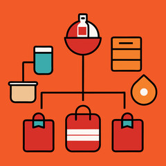 Product categories illustration whit solid colour 