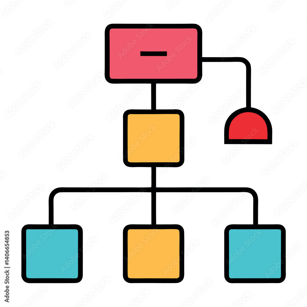 Poster sorting options illustration whit solid colour outline.