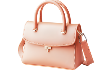  A peach-colored, small leather handbag with a cute and simple design, transparent background png 