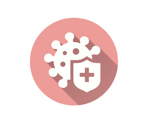 Virus protection flat icon. Simple illustration with long shadow for graphic and web design.