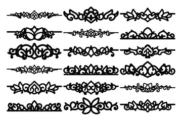 Fototapeta premium set of Elegant vintage ornament vector with intricate flourishes and classic baroque-style details. Perfect for invitations, labels, packaging, and decorative design projects.