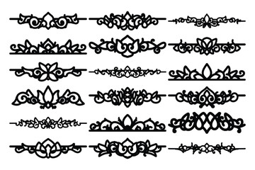 set of Elegant vintage ornament vector with intricate flourishes and classic baroque-style details. Perfect for invitations, labels, packaging, and decorative design projects.