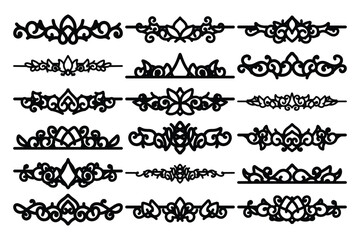 set of Elegant vintage ornament vector with intricate flourishes and classic baroque-style details. Perfect for invitations, labels, packaging, and decorative design projects.