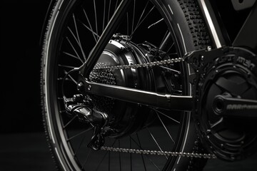 Obraz premium Detailed close-up of bicycle mechanics showcasing intricate gears and chain