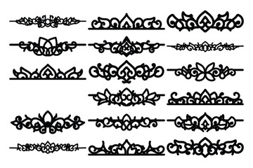 set of Elegant vintage ornament vector with intricate flourishes and classic baroque-style details. Perfect for invitations, labels, packaging, and decorative design projects.