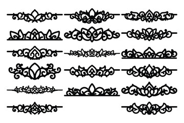 set of Elegant vintage ornament vector with intricate flourishes and classic baroque-style details. Perfect for invitations, labels, packaging, and decorative design projects.